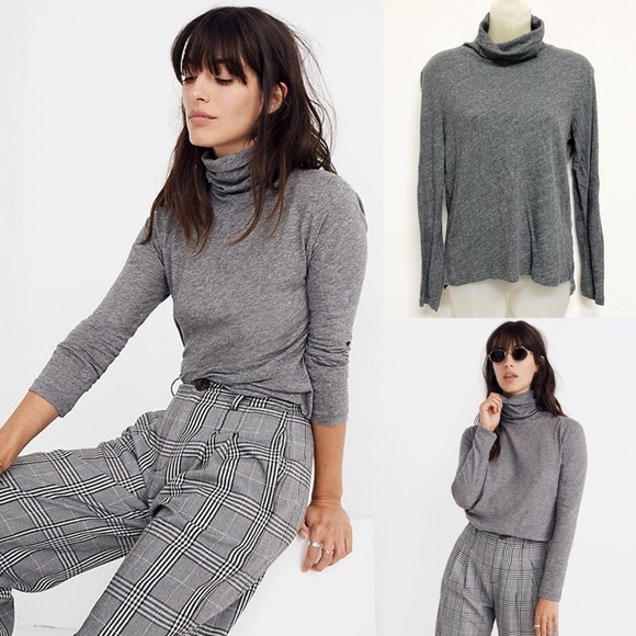 Madewell Sweaters - Madewell Womens Gray Marbeled Lightweight Long Sleeve Turtleneck Sweater Sz S
